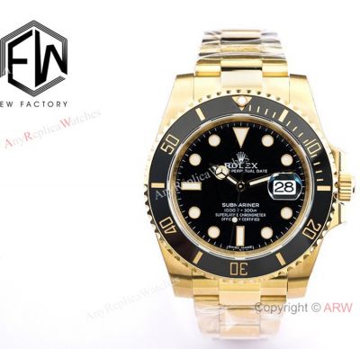 v2 Version Rolex Submariner date 904l Yellow Gold Black Dial Watch 40mm